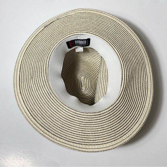 Broner Ladies Yacht Club Big Brim Fedora One Size Cream & Black - Picture 3 of 13